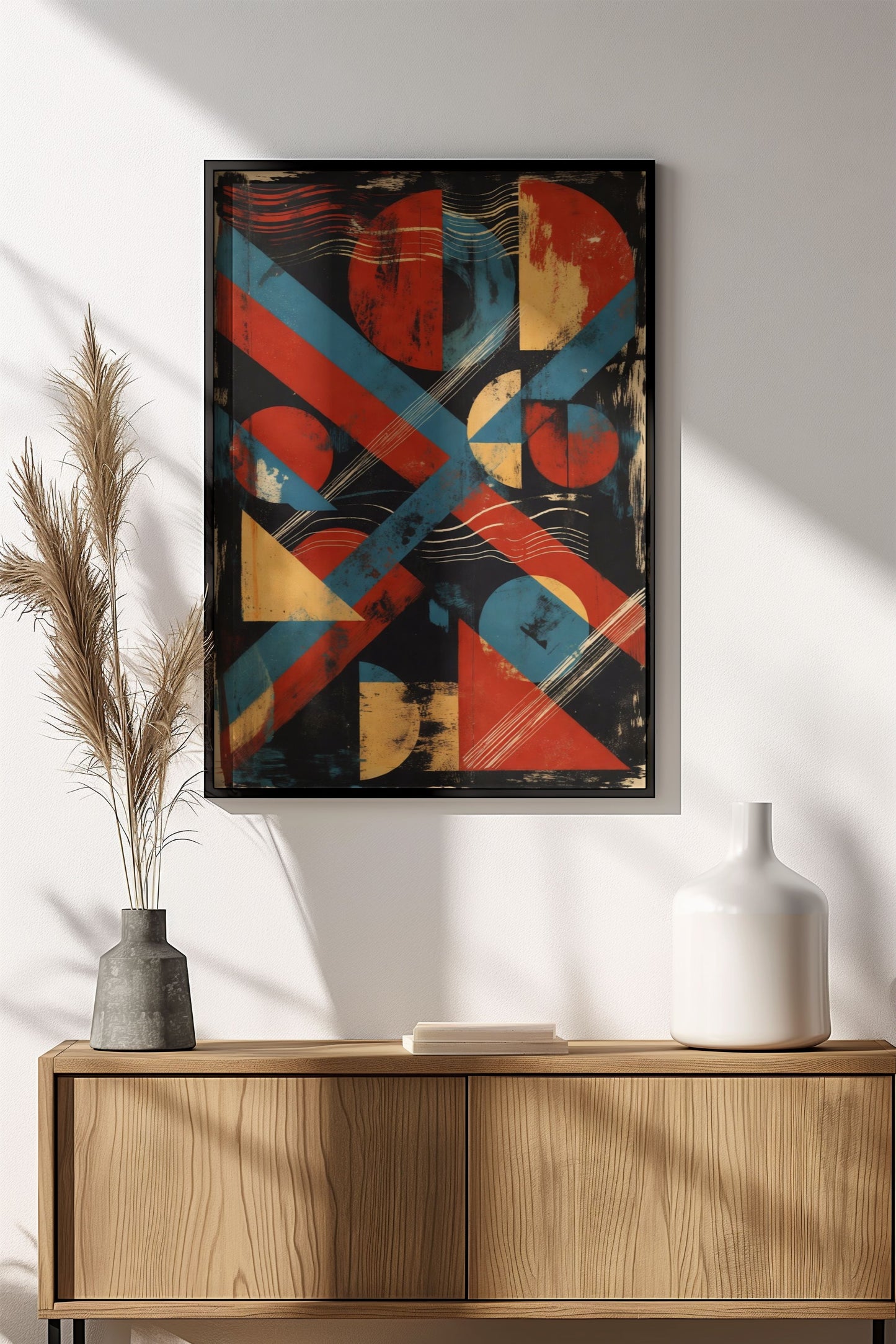 Abstract Geometric Composition - Retro Vintage Bauhaus Poster
