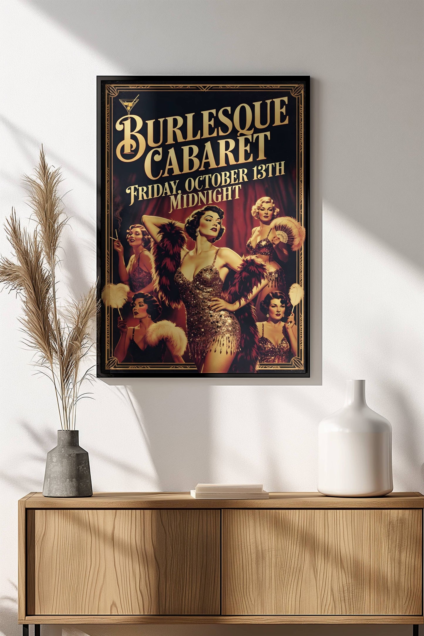 Burlesque Cabaret Poster - Retro Friday Midnight Show Art