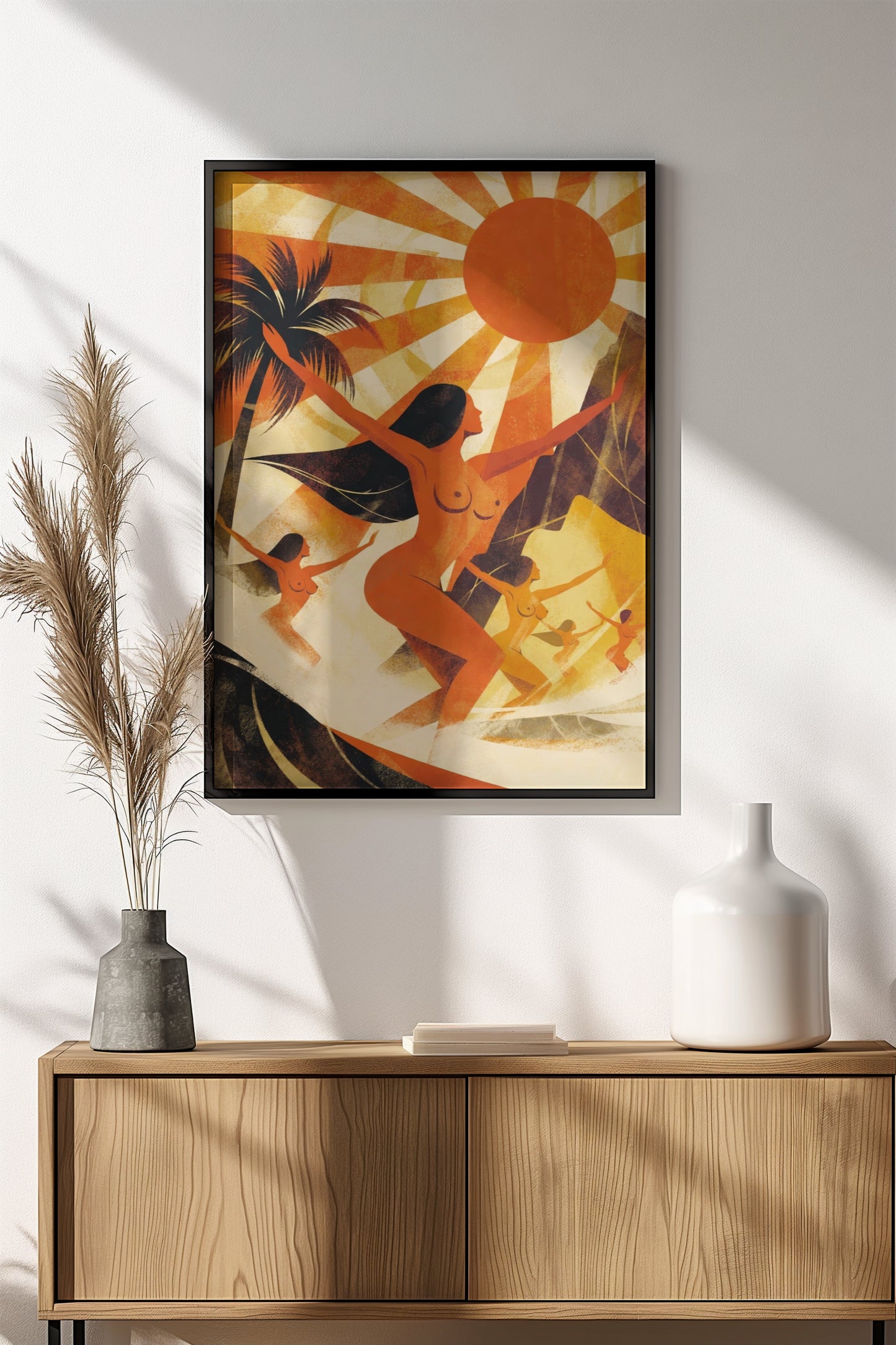 Sunset Dance Poster – Retro Tropical Freedom Art