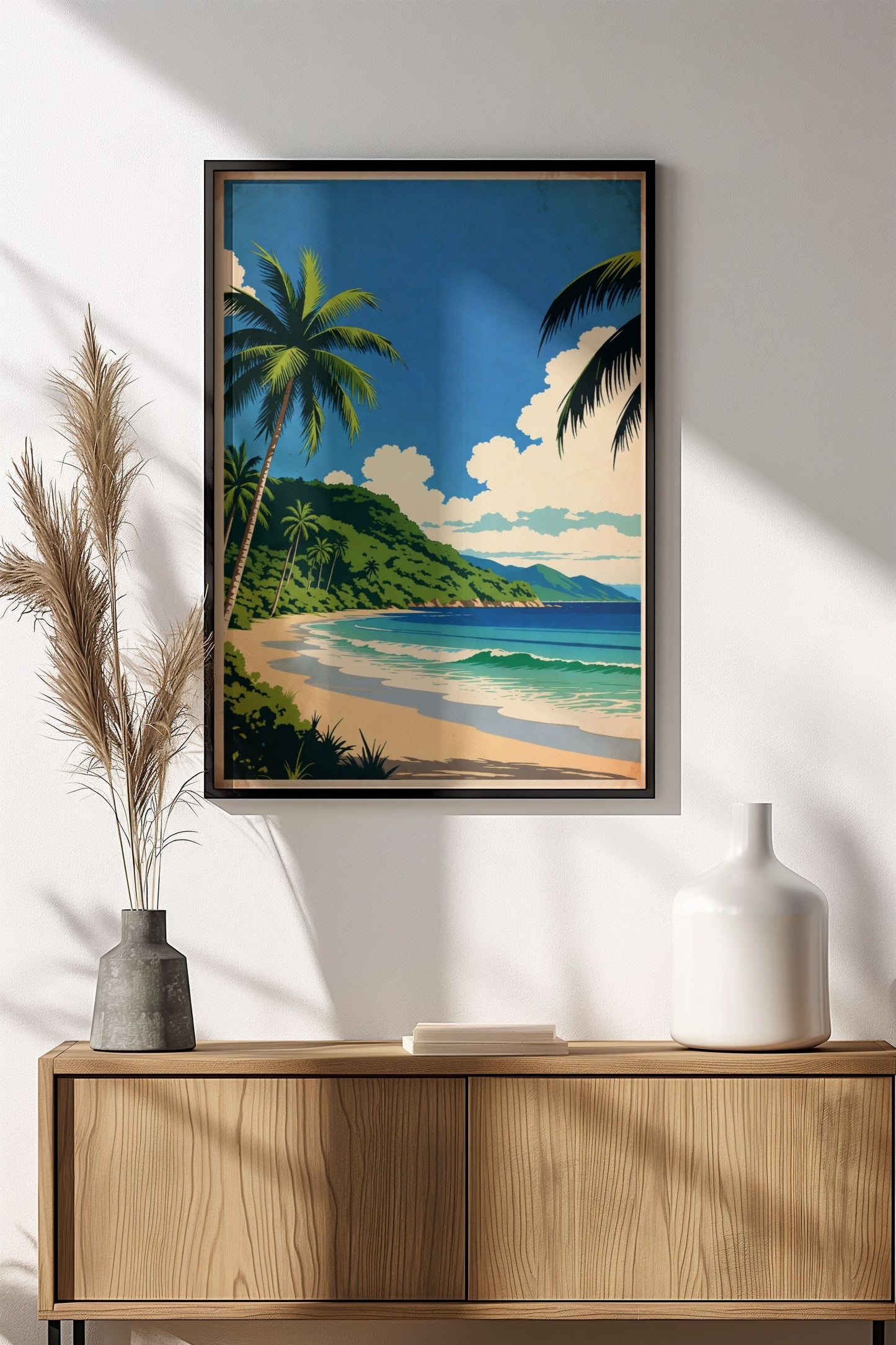 Tropical Beach Paradise - Retro Vintage Travel Poster