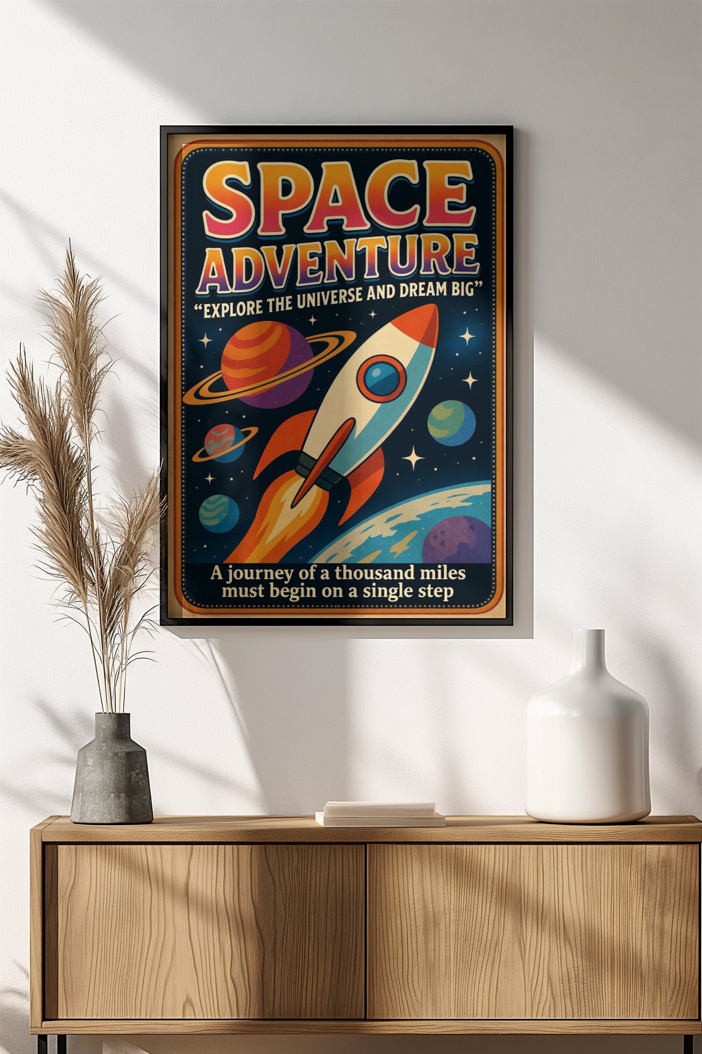 Space Adventure Poster - Retro Cosmic Journey Art