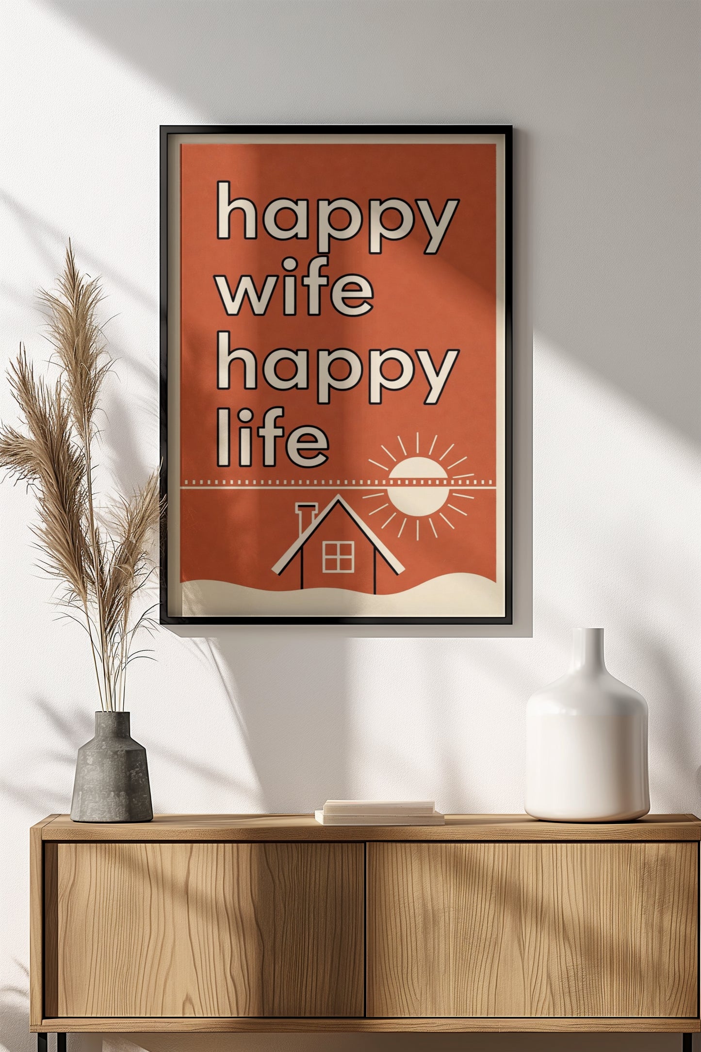 Happy Wife Happy Life Poster - Retro Sunshine Home Art