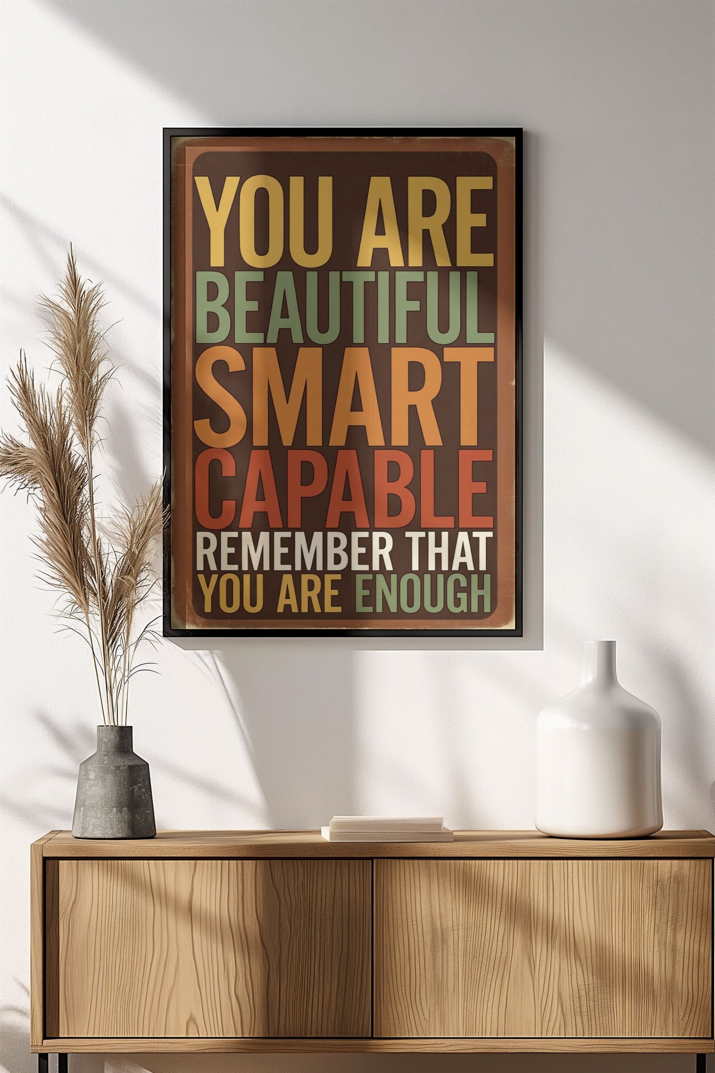You Are Enough Poster - Retro Motivational Affirmation Art