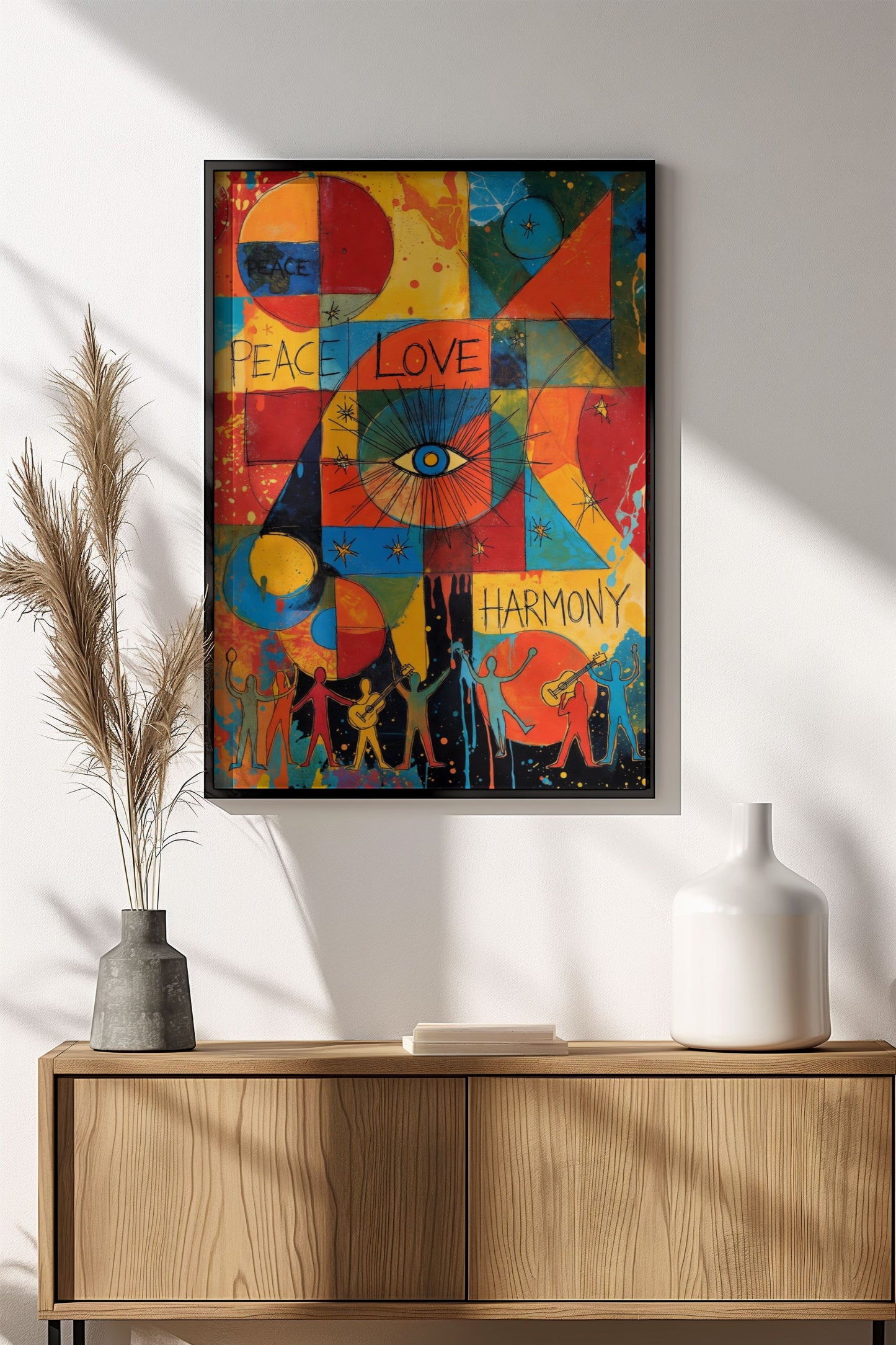 Peace Love Harmony Poster - Retro Unity Art