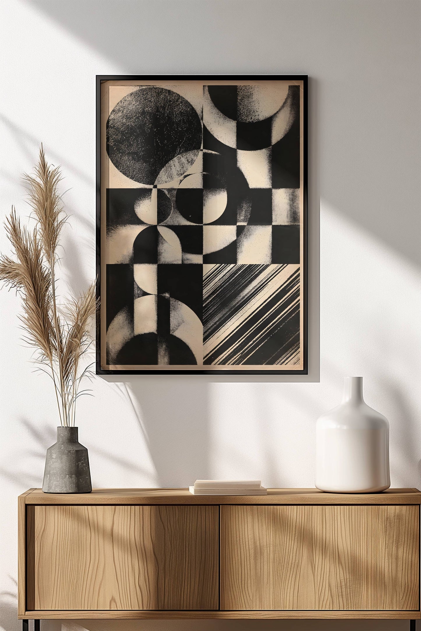 Geometric Abstraction Poster - Retro Bauhaus Circles Art