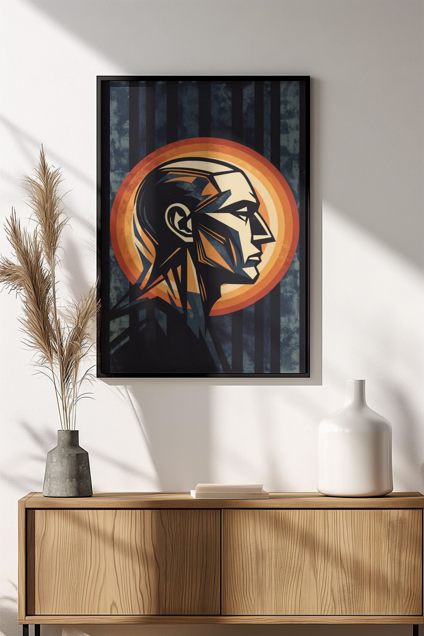 Abstract Profile Poster - Retro Geometric Portrait Art