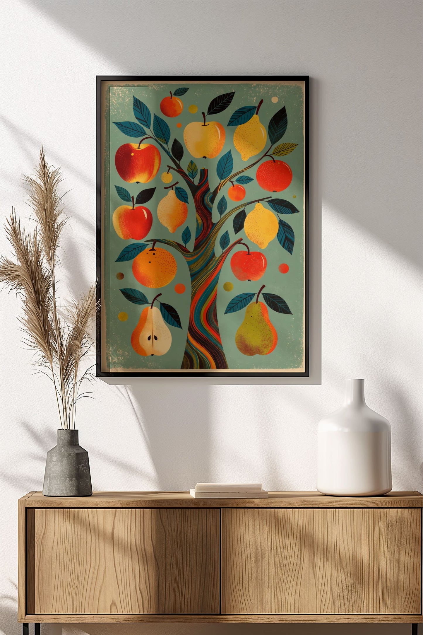 Fruit Tree Poster – Retro Colorful Orchard Art