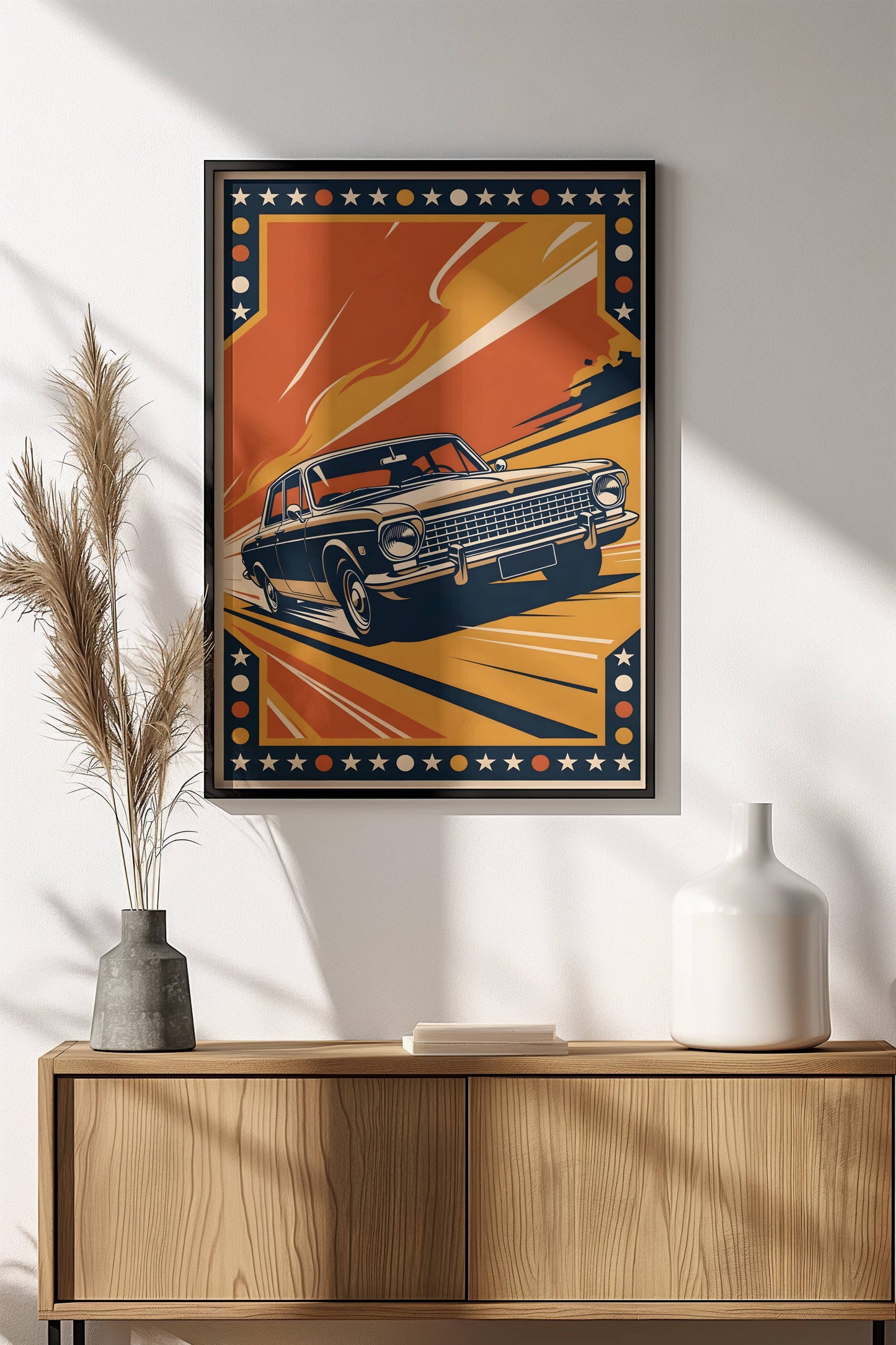 Classic Soviet Car Speed Poster - Retro Road Rally Art