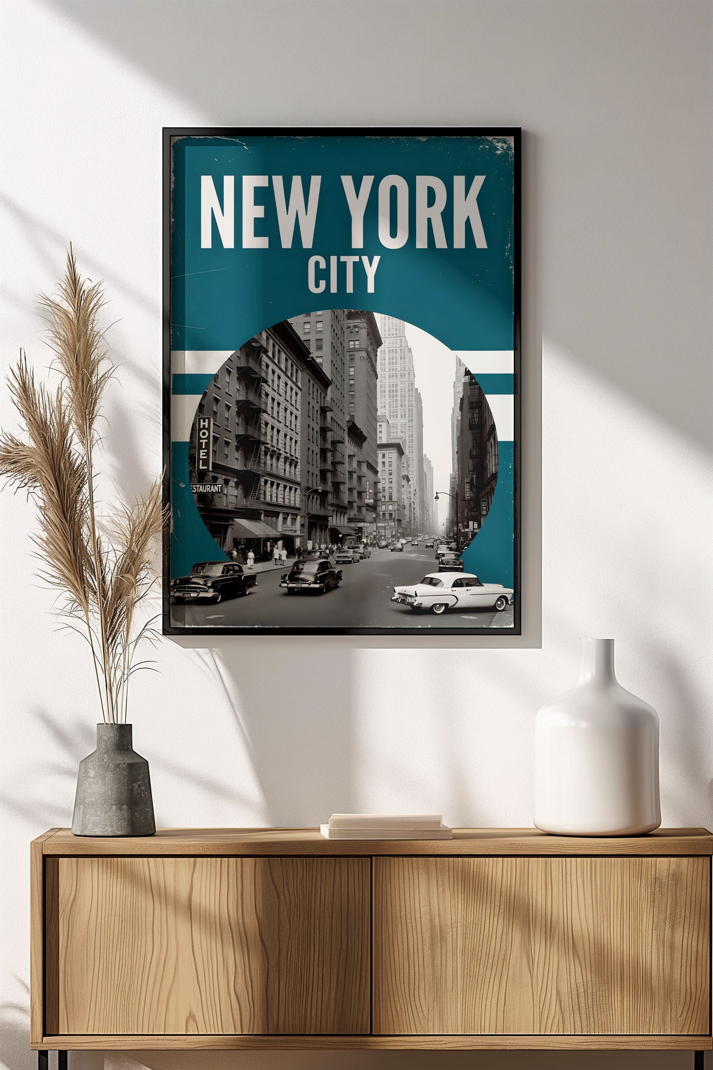 New York City Vintage Poster - Retro Big Apple Street Scene
