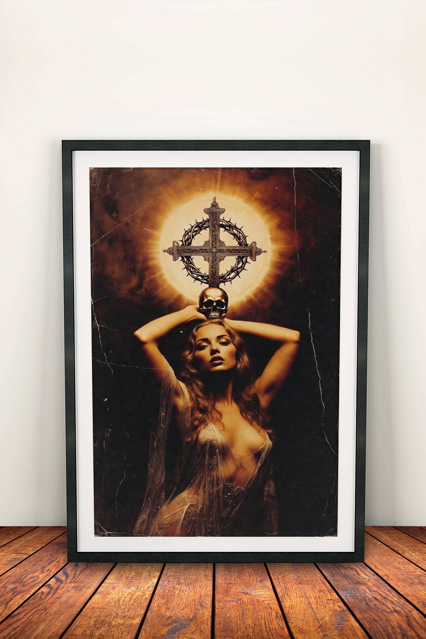 Holy Mary Dark Poster – Retro Gothic Spiritual Art