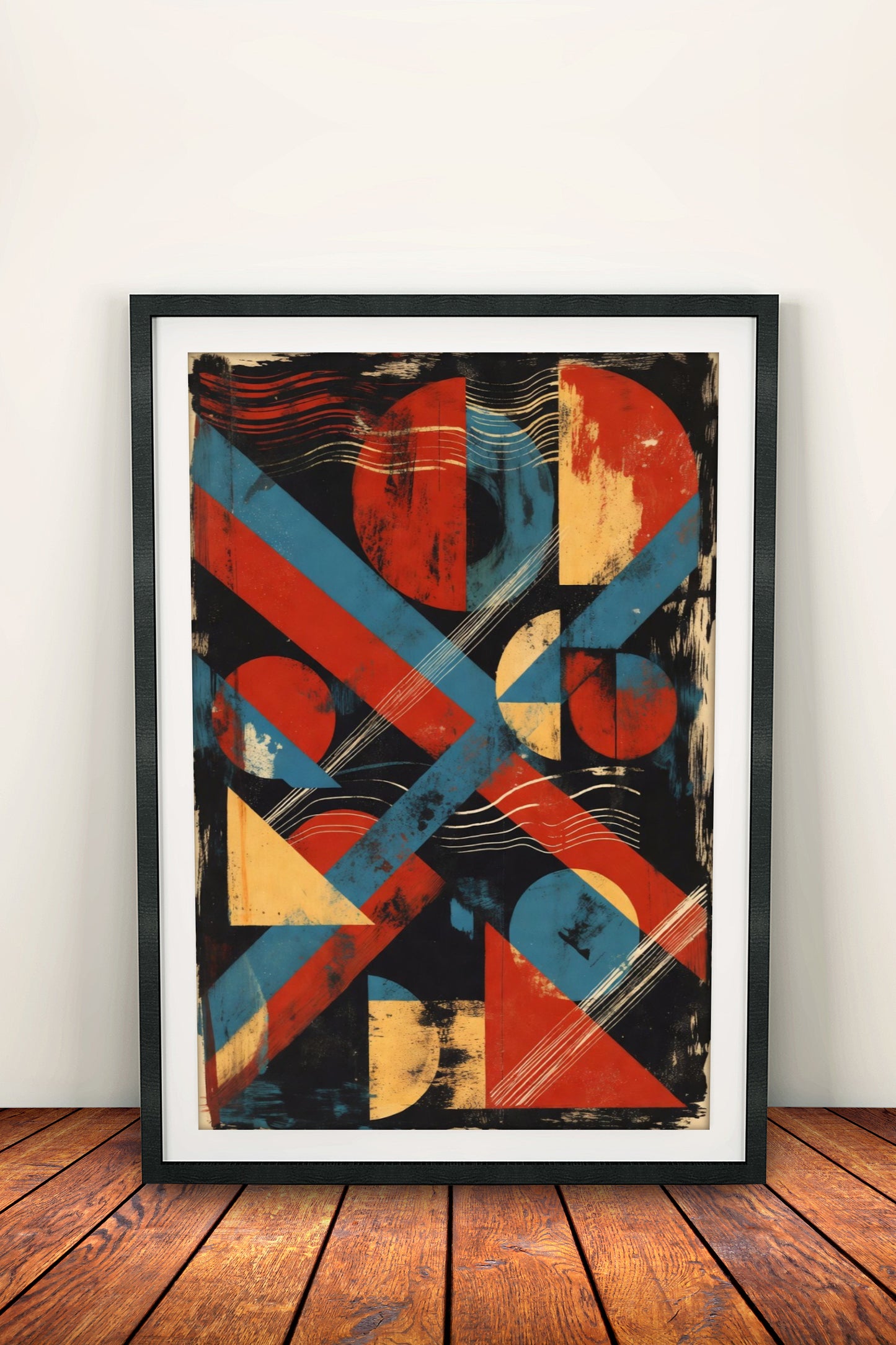Abstract Geometric Composition - Retro Vintage Bauhaus Poster