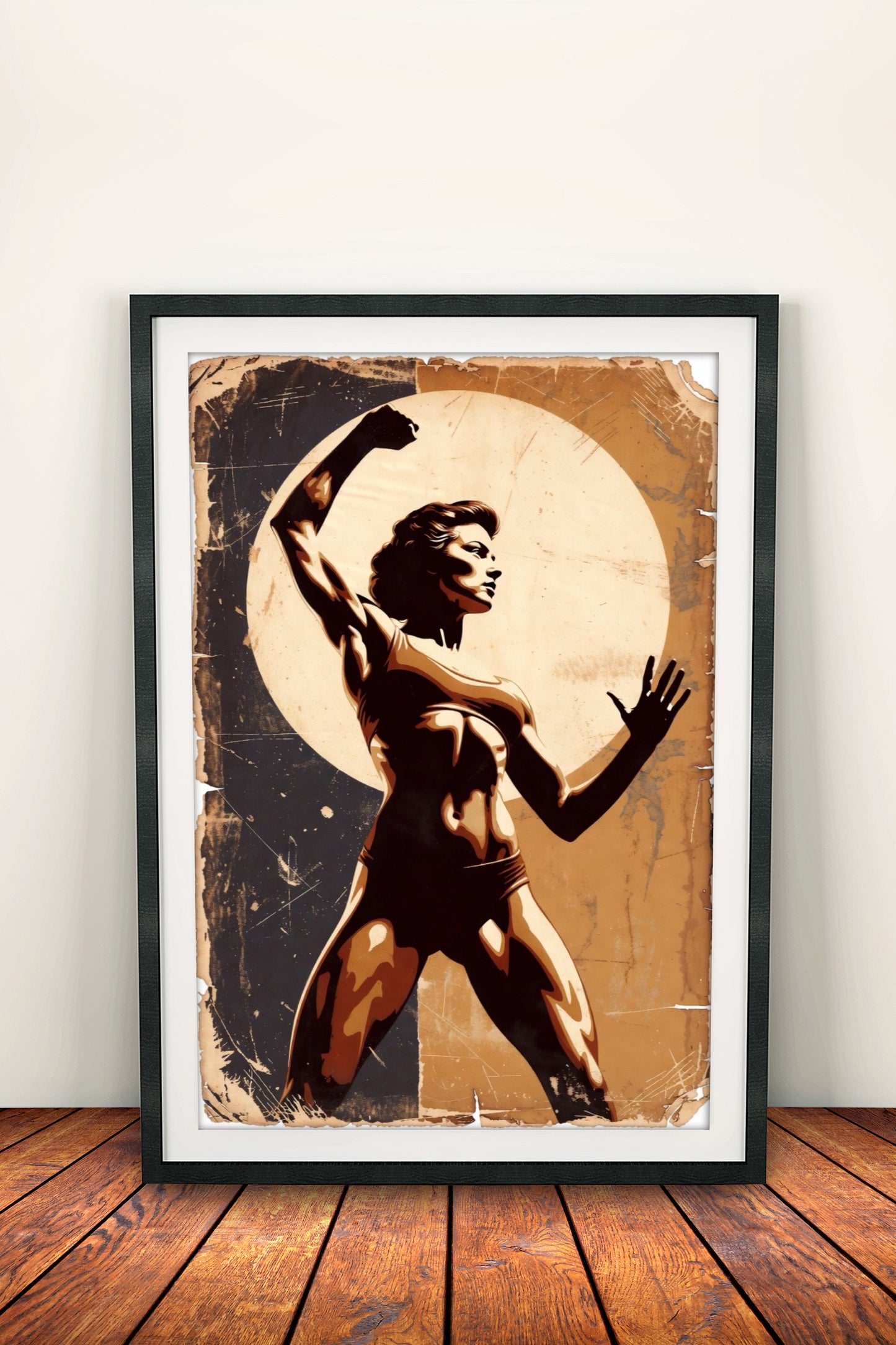 Warrior Moon Power Poster - Retro Fantasy Strength Art