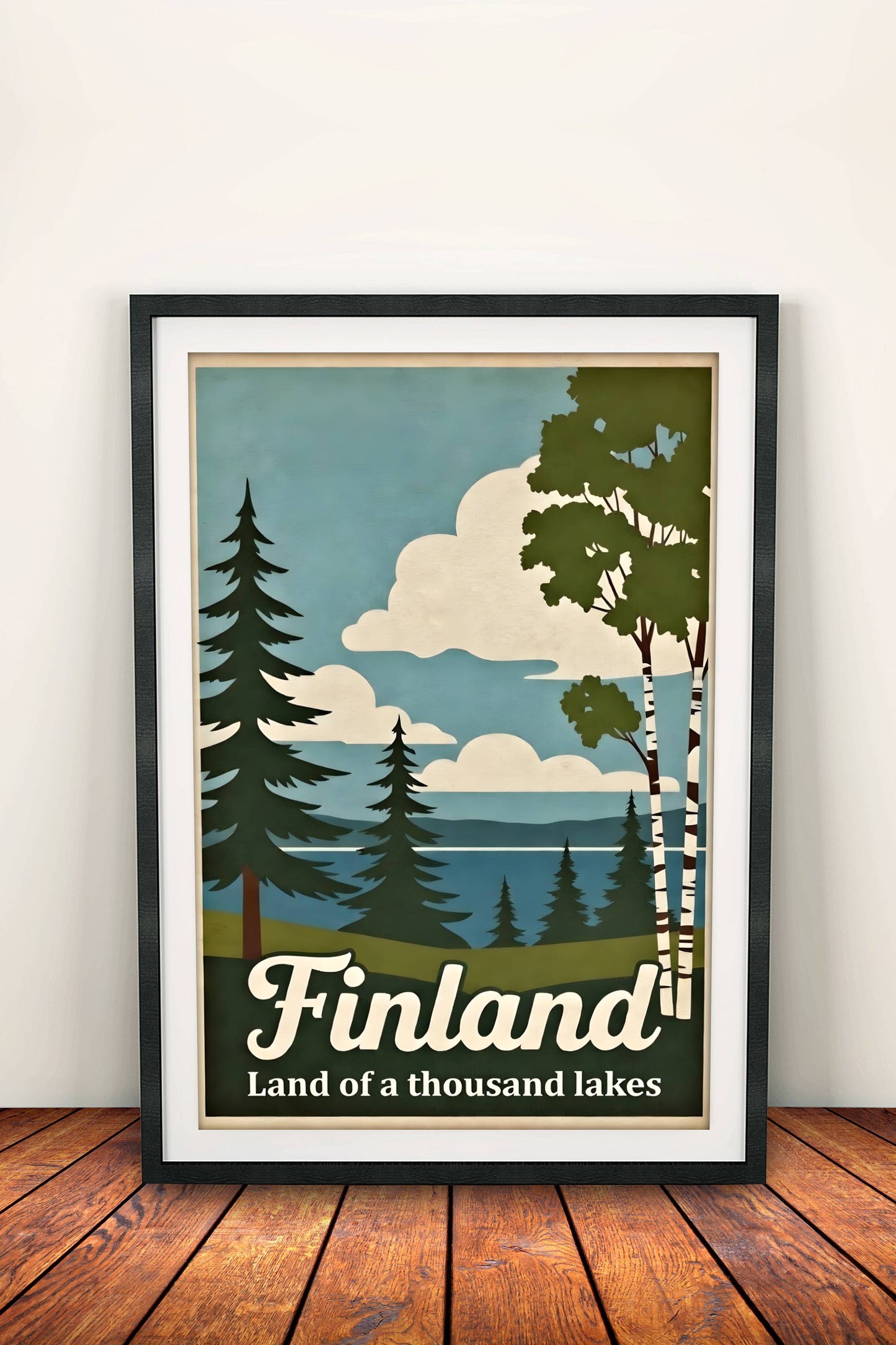 Finland - Land of a Thousand Lakes Poster - Retro Travel Art