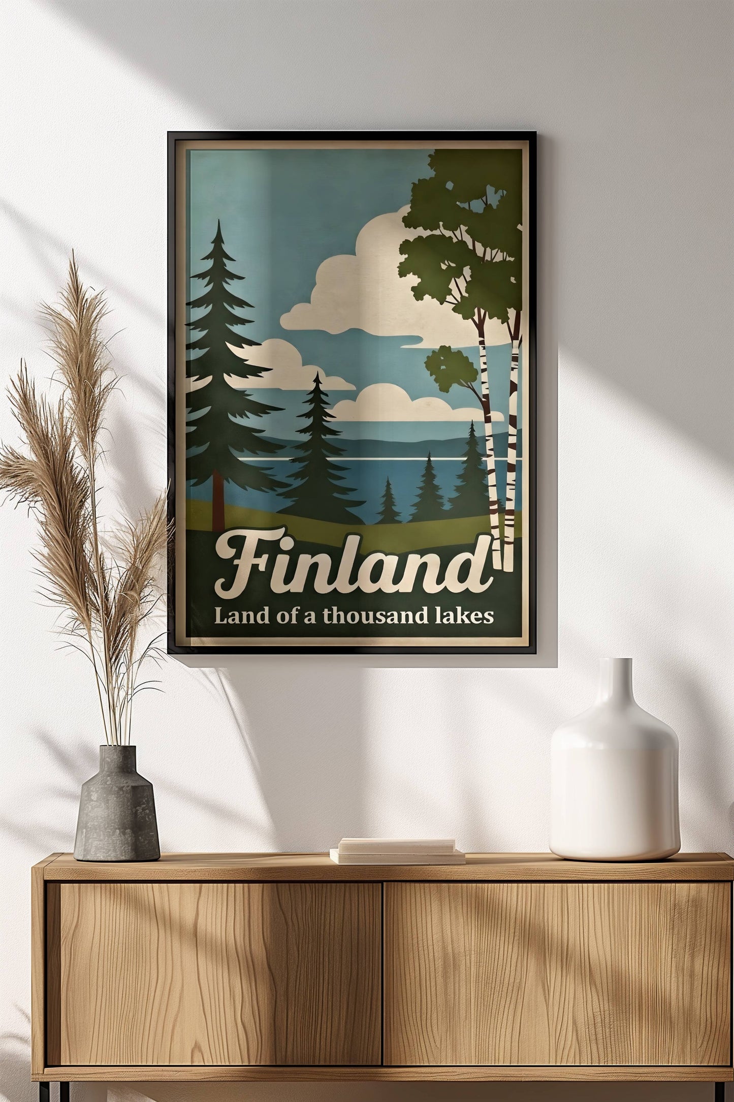 Finland - Land of a Thousand Lakes Poster - Retro Travel Art