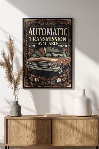 Automatic Transmission Available - Vintage Car Poster