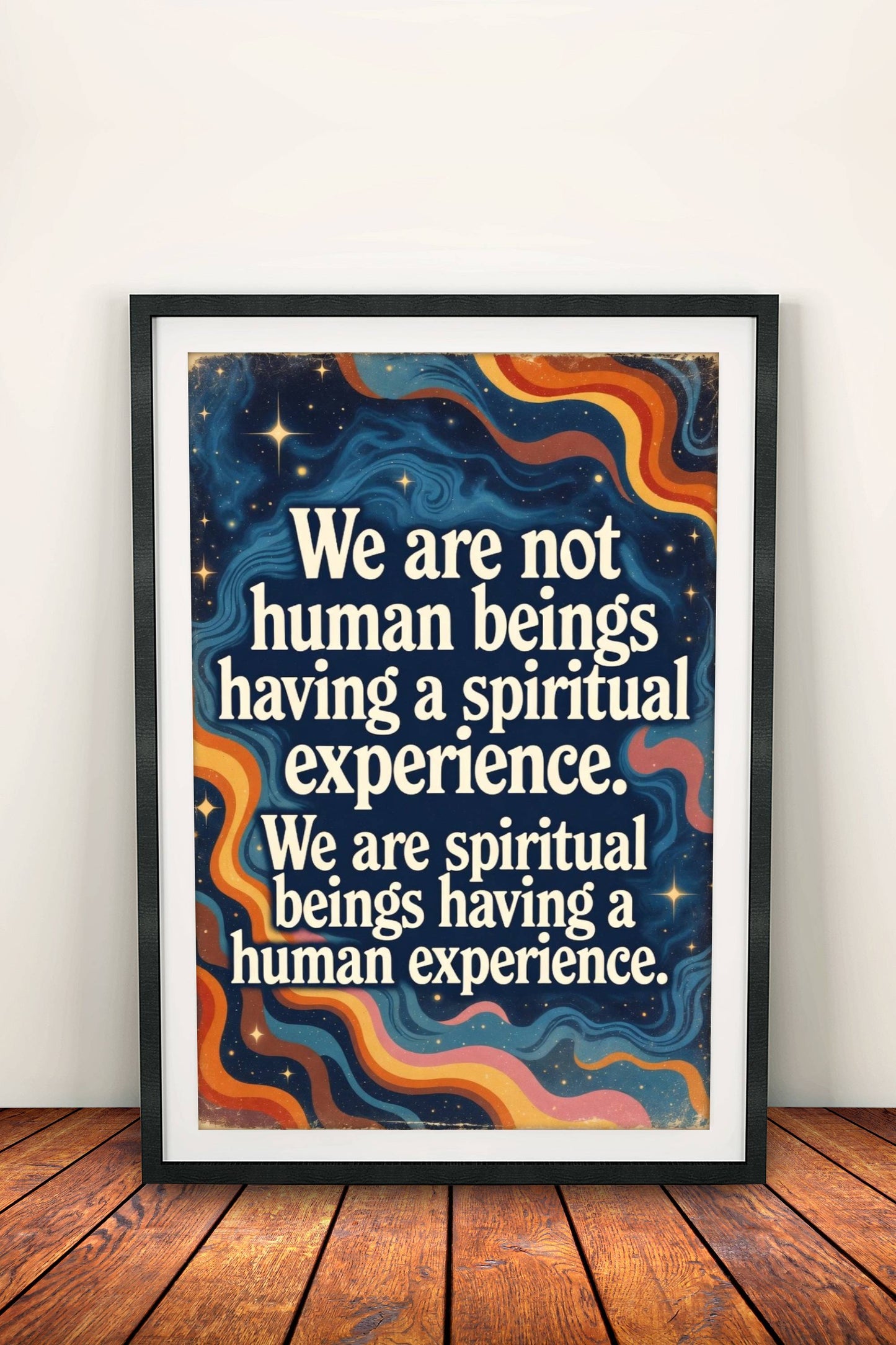 We Are Spiritual Beings Poster - Retro Cosmic Wisdom Art
