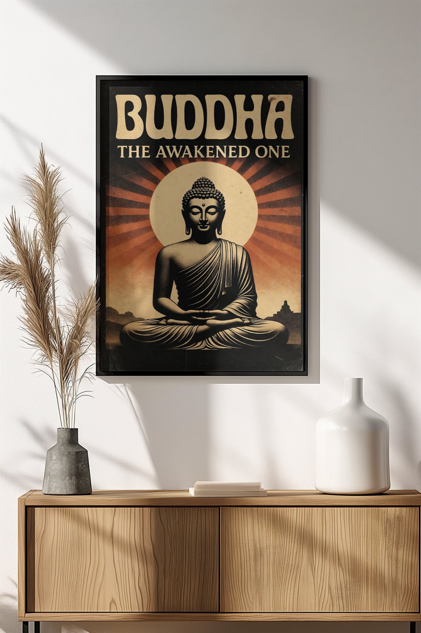 Buddha The Awakened One Poster - Retro Spiritual Zen Art