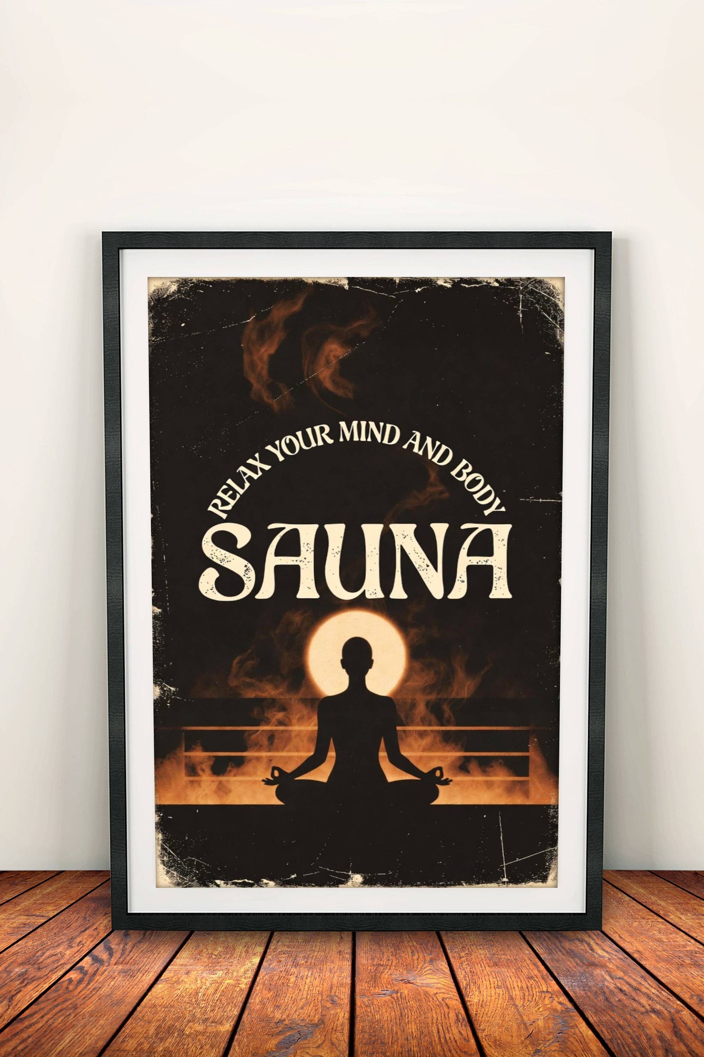 Relax Mind & Body Sauna Poster – Retro Wellness Zen Art