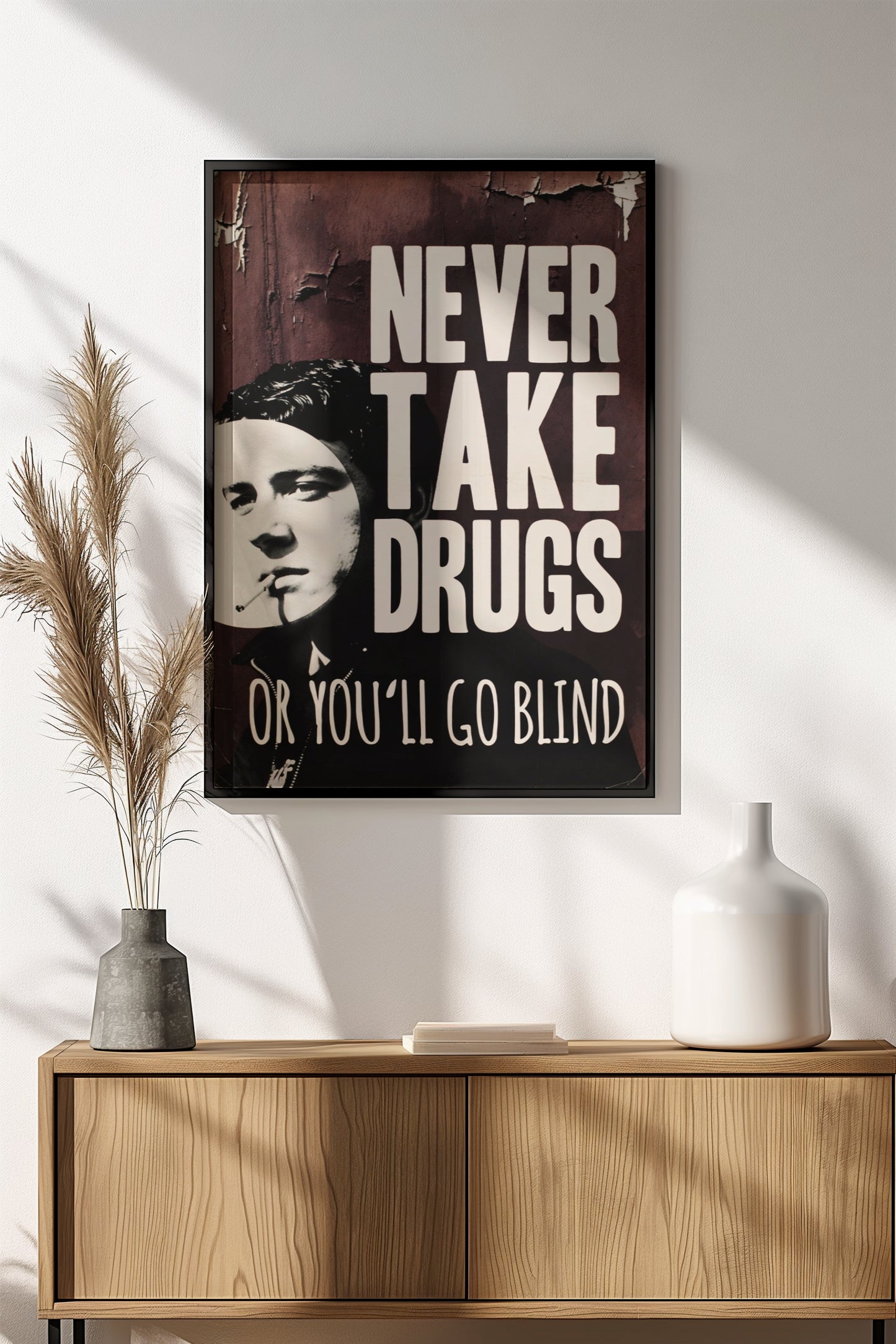 Never Take Drugs Poster – Retro Anti-Drug Warning Art