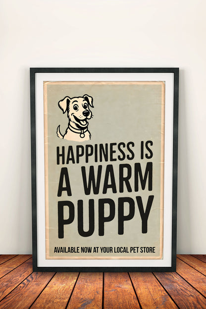 Happiness Is a Warm Puppy - Vintage Poster