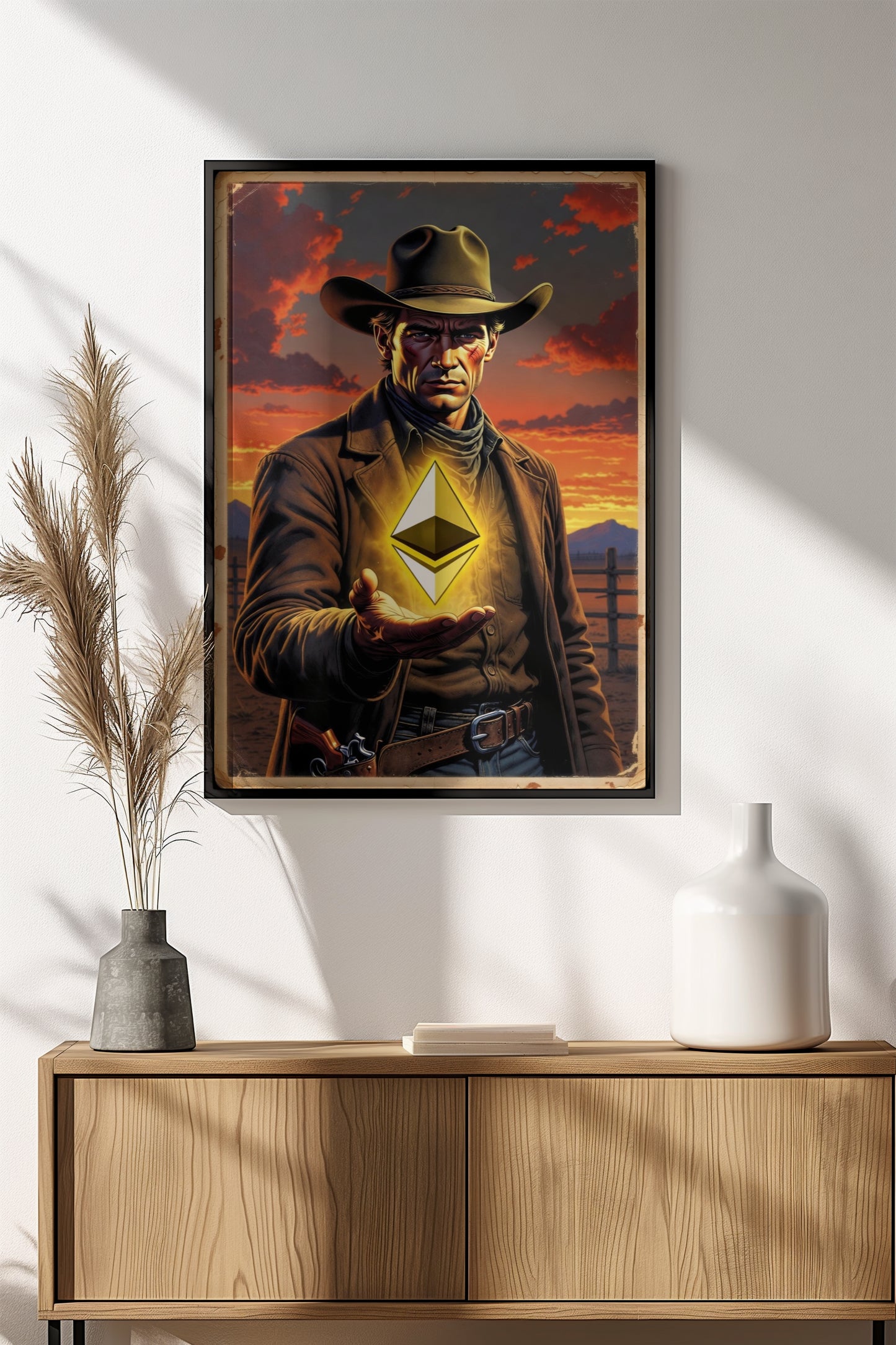 Crypto Cowboy Poster - Retro Ethereum Western Art