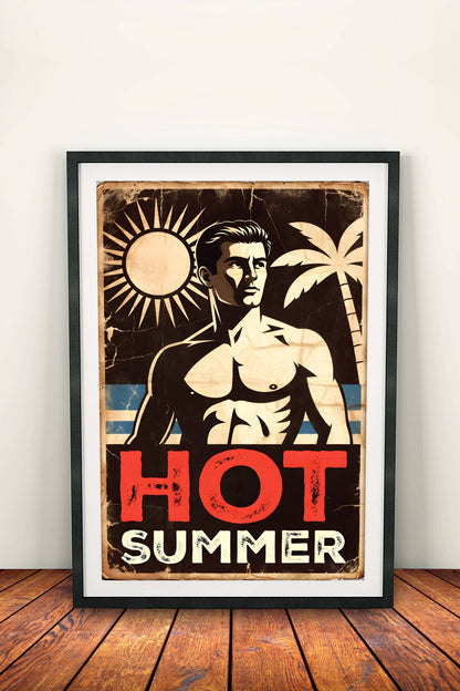 Hot Summer Poster – Retro Beach Art