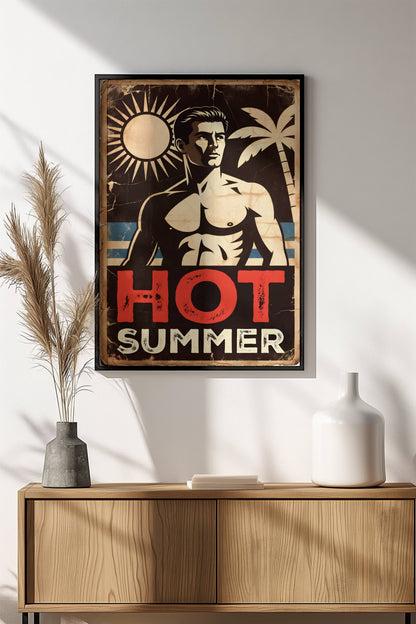 Hot Summer Poster – Retro Beach Art