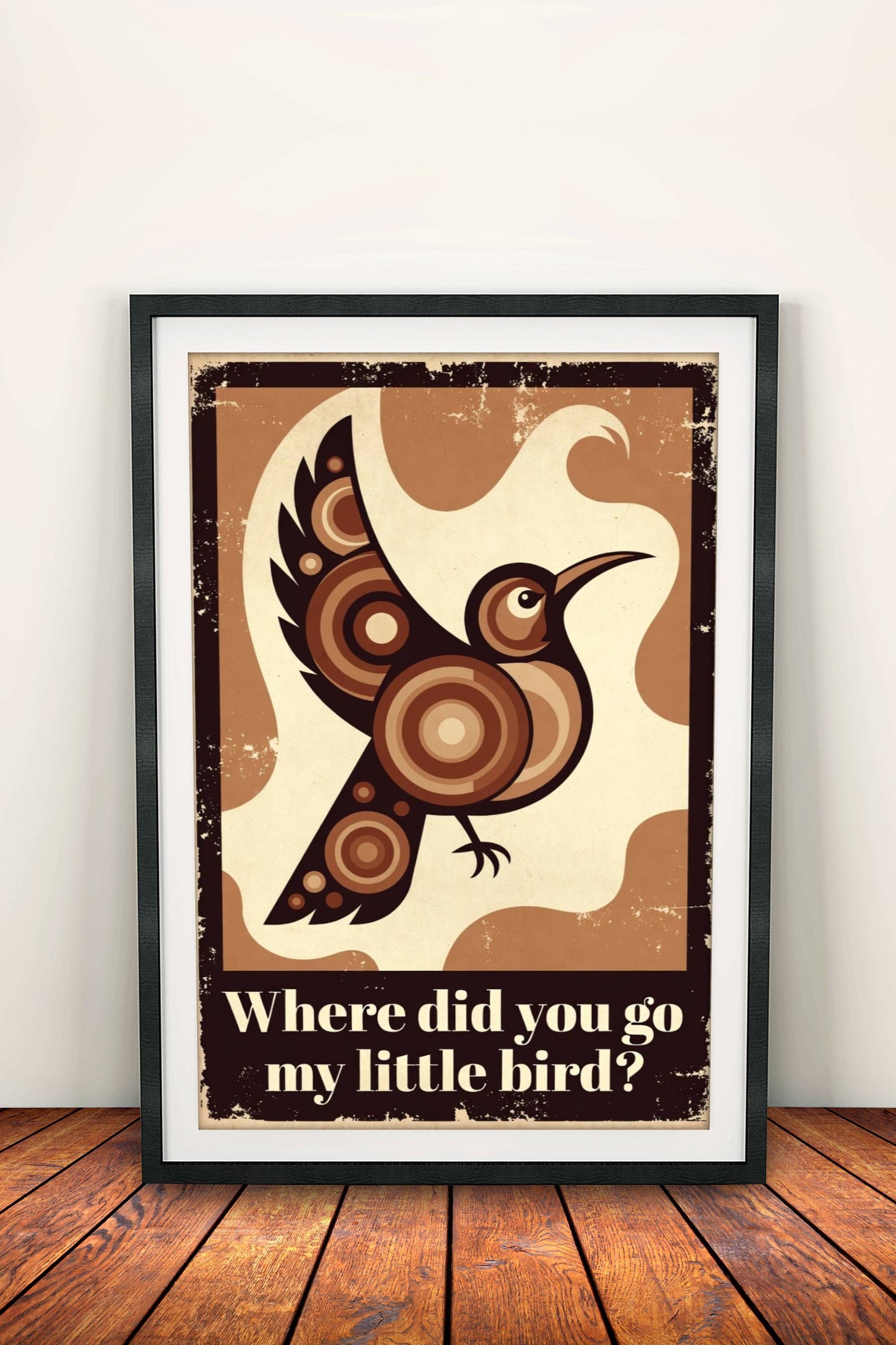 Where Did You Go My Little Bird Poster - Retro Nostalgic Bird Art