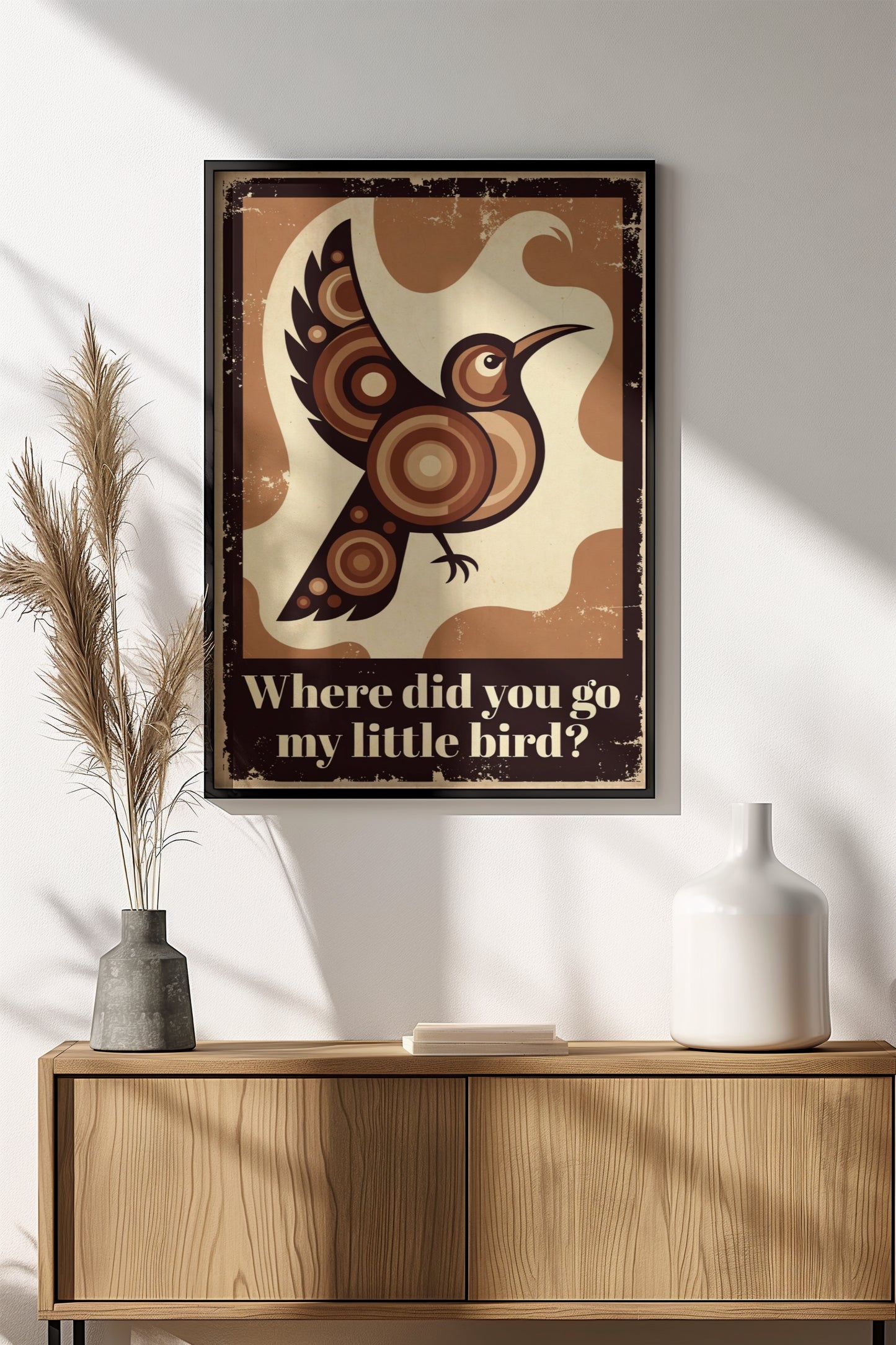 Where Did You Go My Little Bird Poster - Retro Nostalgic Bird Art