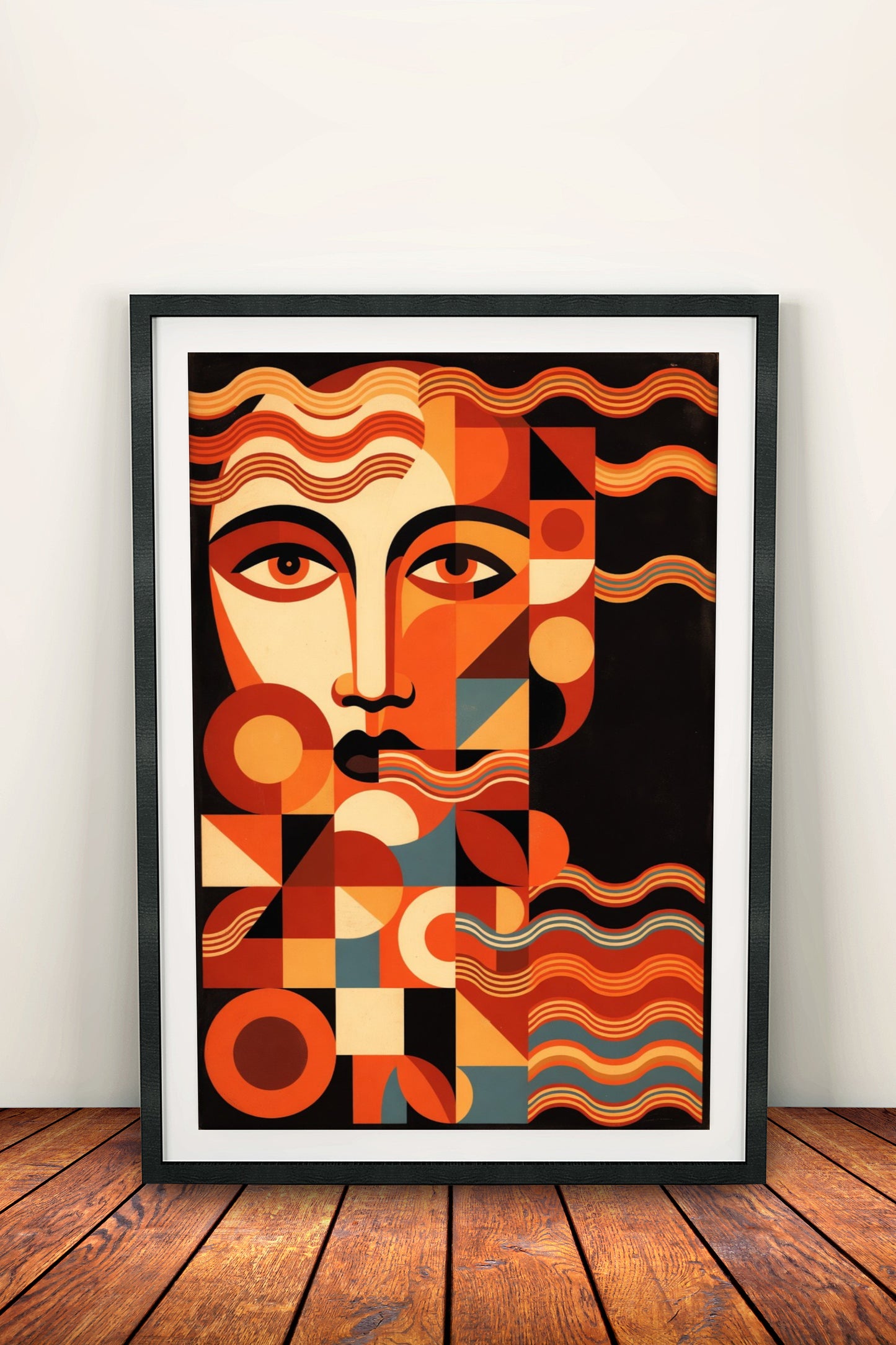 Abstract Geometric Face - Retro Vintage Art Deco Poster