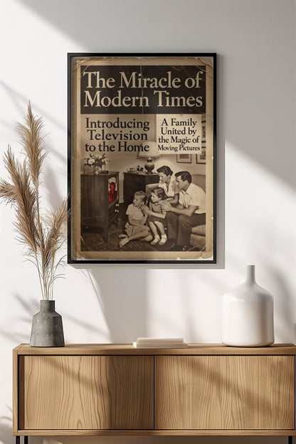 The Miracle of Modern Times Poster – Retro TV Devil Family Art