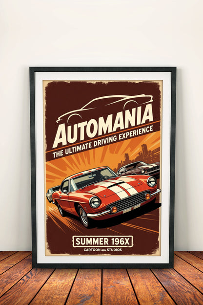 Automania Poster - Retro Classic Cars Driving Experience Art