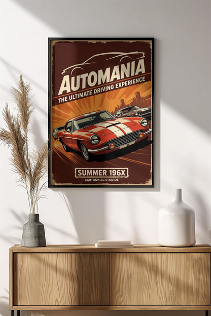 Automania Poster - Retro Classic Cars Driving Experience Art
