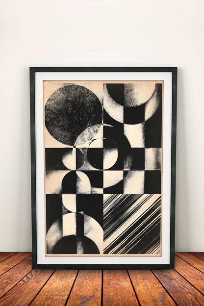 Geometric Abstraction Poster - Retro Bauhaus Circles Art