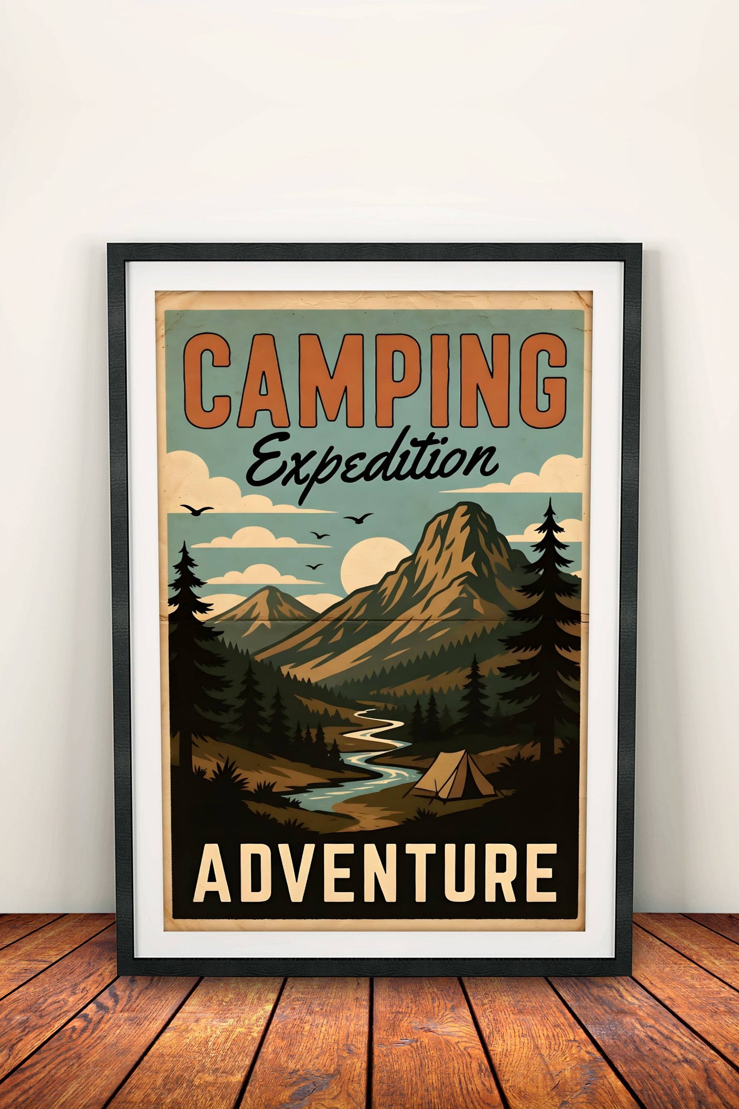 Camping Expedition Poster - Retro Wilderness Adventure Art