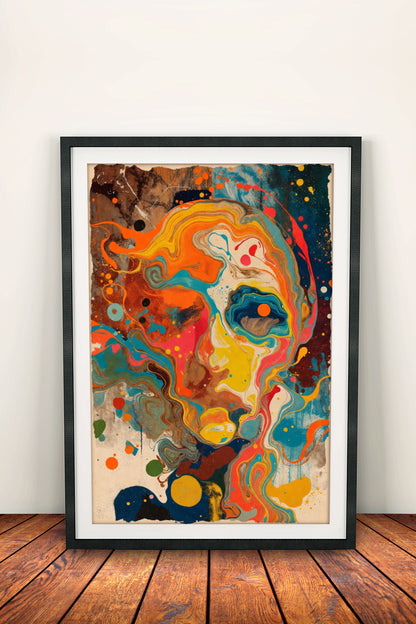 Abstract Face Poster - Retro Abstract Swirl Art