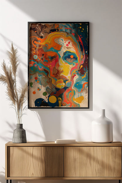 Abstract Face Poster - Retro Abstract Swirl Art