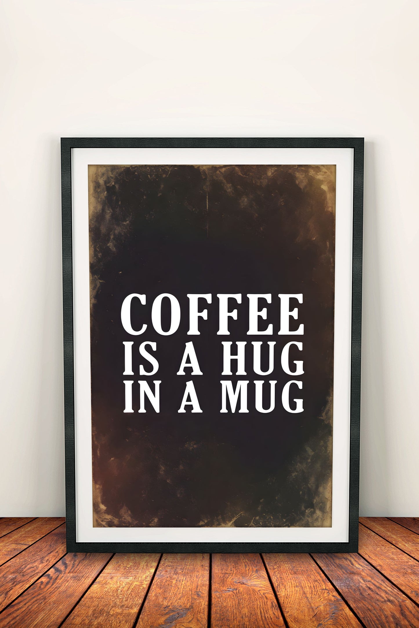 Coffee Is a Hug in a Mug Brown - Retro Vintage Coffee Quote Poster