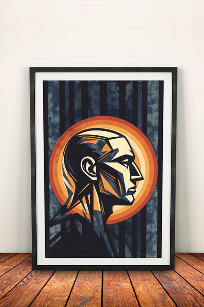 Abstract Profile Poster - Retro Geometric Portrait Art