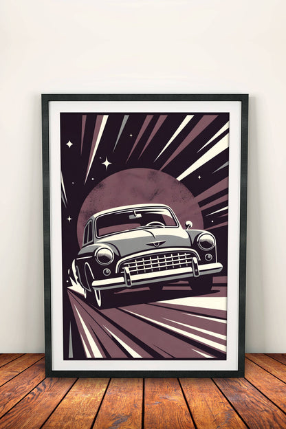 Classic Car Speed ​​Poster - Retro Night Drive Art