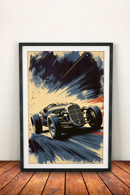 Hot Rod Speed ​​Poster - Retro Drag Race Art