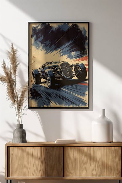 Hot Rod Speed ​​Poster - Retro Drag Race Art