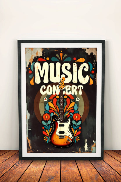 Music Concert Poster – Retro Rock Festival Art