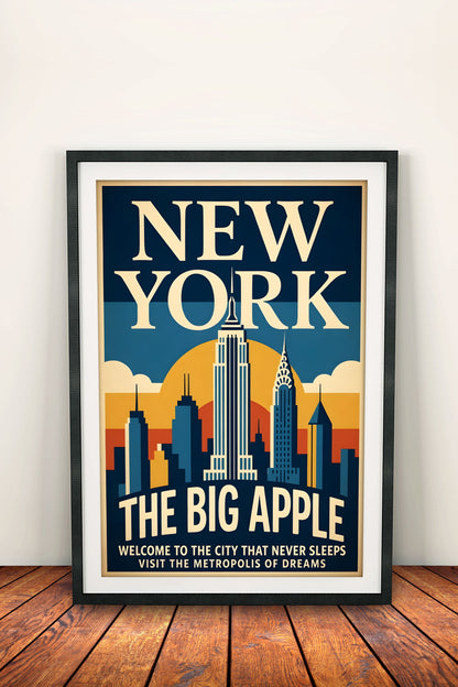 New York The Big Apple - Vintage Travel Poster