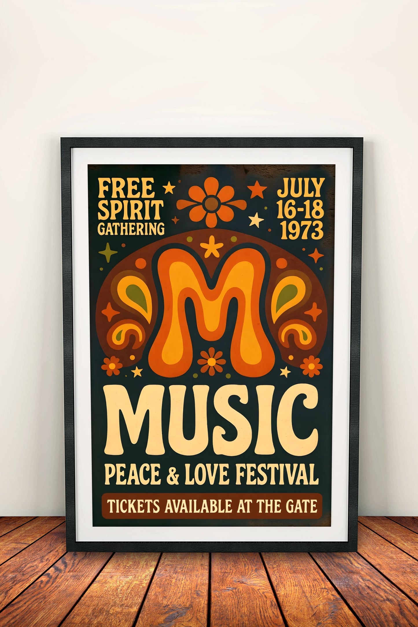 Peace & Love Music Festival 1973 Poster - Retro Free Spirit Gathering Art