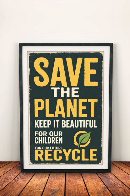 Save the Planet Recycle - Vintage Eco Poster