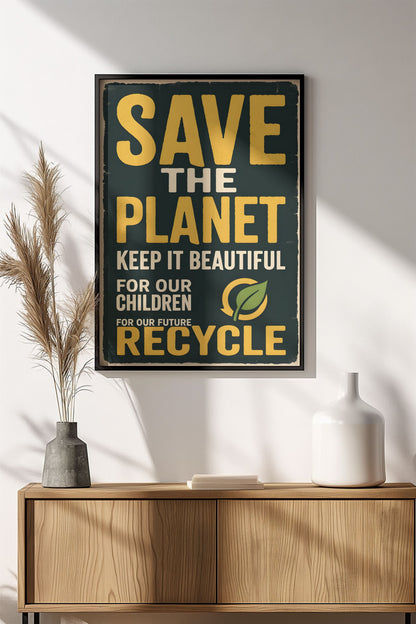 Save the Planet Recycle - Vintage Eco Poster