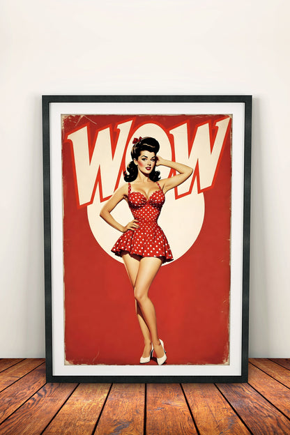 WOW Vintage Girl - Vintage Retro Poster