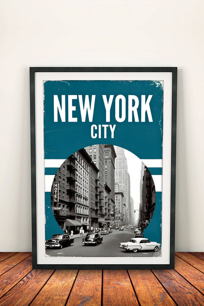 New York City Vintage Poster - Retro Big Apple Street Scene