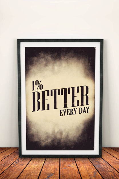 1% Better Every Day Poster - Retro Motivational Growth Art